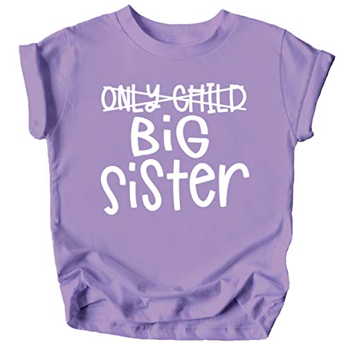 Olive Loves Apple Only Child to Big Sister Sibling Announcement Shirts for Baby and Toddler Girls Sibling Outfits Purple Shirt 4T
