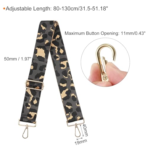 Image of uxcell Purse Strap Replacement, 31-51inch Adjustable Polyester Leopard 2inch Wide Crossbody Shoulder Strap for Handbag Guitar(Grey, Gold Buckle)