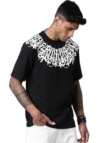 LEWEL Men's Stylish Round Neck Printed 3/4th Sleeve Oversized T-S...