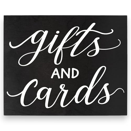 JennyGems Gifts and Cards Sign - 12x10 Inch Wedding and Party Decor, Hanging Wall Sign, Versatile Event Decoration (Black)