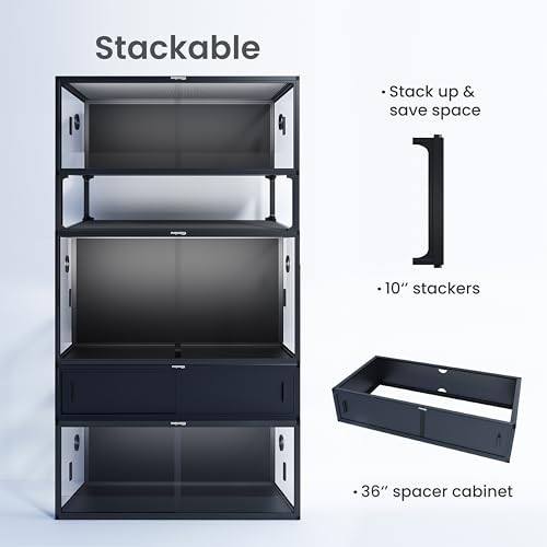 Image of Phailozoo Stackable 50 Gallon Reptile Enclosure for Gecko, Juvenile Reptile | Adding Vibrant Fun for Your Home, Anti-fingerprint Tempered Glass Door with Handles Easy to Feed & Clean