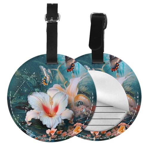 Étiquettes de bagages rondes imprimées fleurs pour identifier facilement vos valises en vacances