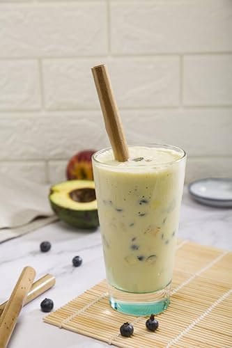 Image of Sunbird Boba Straws,12mm Bubble Tea Coconut Leaf Drinking Straw,Organic, Biodegradable, Sustainable, Eco-Friendly Product for Cold Coffe, Thick Shakes!12mm X 8 inch Length, Pack of 25 Straws