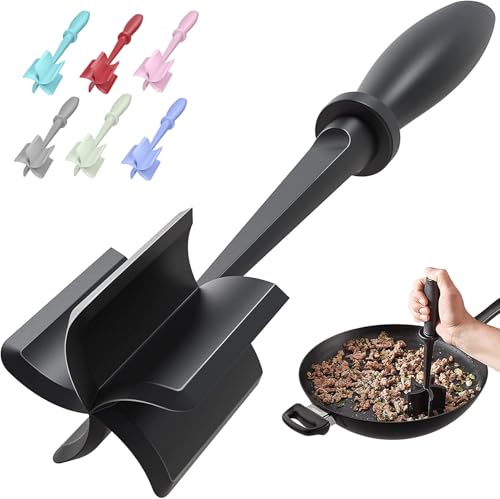 Meat Chopper for Hamburger, Premium Heat Resistant Masher and Smasher for Ground Beef, Ground Turkey and More, Nylon Ground Beef Chopper Tool and Meat Fork, Non Stick Mix Chopper