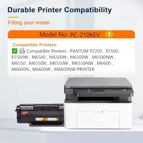 Image of PC 210VKEV Compatible Toner Cartridge for Pantum Printer P2200, P2500, P2500W, M6500, M6500N, M6500W, M6500NW, M6550, M6550N, M6550W (TN-PC-210KEV 1PIC) Black