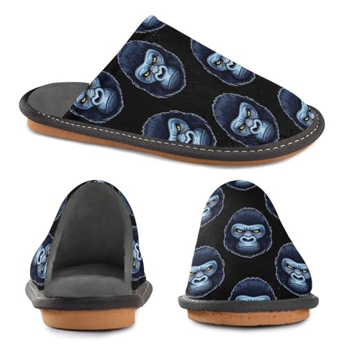 ODAWA Gorilla Head Memory Foam House Slippers Shoes for Elderly Women, Slip On House Shoes for Women Size 4-54