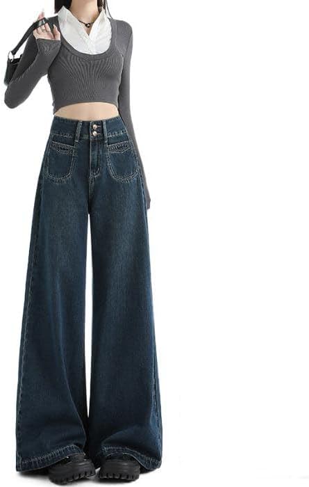 Women's Fleece-Lined American Vintage Loose Wide-Leg Cold Weather Pants