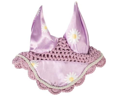 HKM Hobby Horsing Print Bonnet Anti-Mouches Violet avec Marguerite Taille Unique