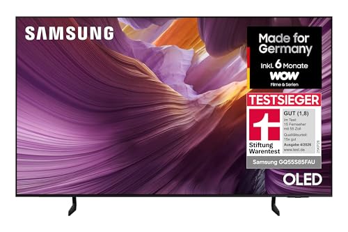 Samsung OLED 4K S85F 55 Zoll (138 cm) UHD Fernseher, NQ4 AI Gen2 Prozessor,4K Upscaling, OLED HDR, Farben Pantone validiert, Dolby Atmos, Gaming-Hub, Knox Security, Samsung Vision AI Smart TV