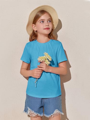Image of Haloumoning Girls Pleated T Shirts Kids Summer Short Sleeve Fashion Tops Tees 5-14 Years