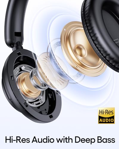 TAGRY Hybrid Active Noise Cancelling Bluetooth Headphones 100H Playtime Wireless Over Ear Headphone with Fast Charging Hi-Res Audio Headsets Comfort Earcups for Commute Travel Office Phone PC Black - Image 5