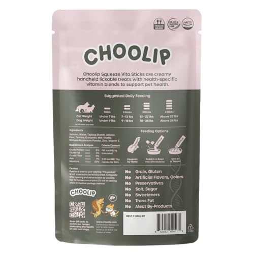 Choolip Squeeze Vita Stick Cat Treats Lickable And Dog Treats. 7Pc Liver Support Pouch For Cats And Dogs. Soft Paste Tubes For Dog Lick Mat, Senior Cat Food Wet Cat Food Toppers thumb #8