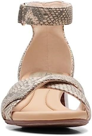 Clarks Women's Desirae Lily Heeled Sandal, Beige Metallic Synthetic, 9 Wide | Image 2