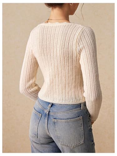 Floerns Women's Long Sleeve Lightweight Cardigan V Neck Tie Front Knitted Sweater3