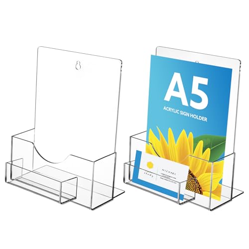 Thboxes 2 Pack A5 Leaflet Holder Acrylic Flyer Stand Business Card Holder