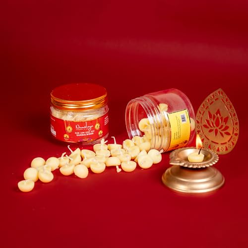 Image of Nirmalaya Premium Pure Cow Ghee Jyot for Pooja Diya with Batti | 30 Min Burn Time | Rich Aroma | Ideal for Puja, Aarti, Festive, Home Fragrance | Ready to Use (Natural, Sandalwood, Jasmine)