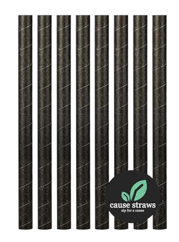 Image of (12mm, 50 Straws) | Biodegradable Premium Drinking Straws | Black Colour | for Thick Shakes and Bubble Tea /Boba Tea | Sip for A Cause | (12MM, Black)