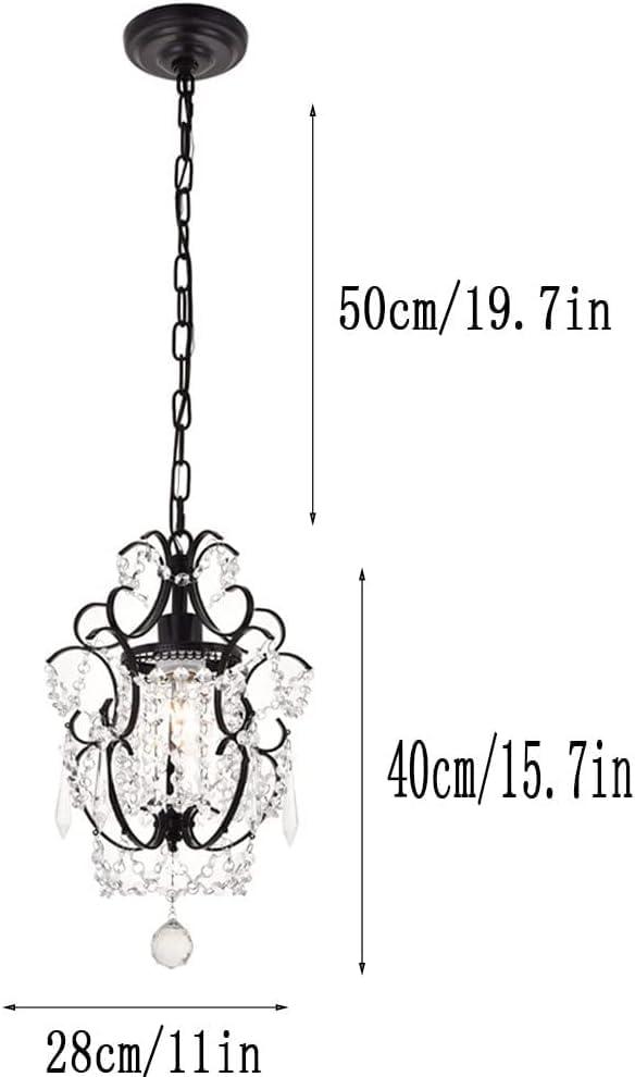 Image of Prop It Up Crystal Chandelier Light Fixture, Intricate Design with Dangling Crystals, Black Finish, Bulb Not Included