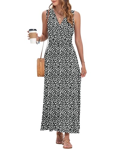 AUSELILY Women's Maxi Dress 2025 Summer Casual Sleeveless Sundress V Neck Wrap Vacation Cocktail Long Dresses with Pockets3