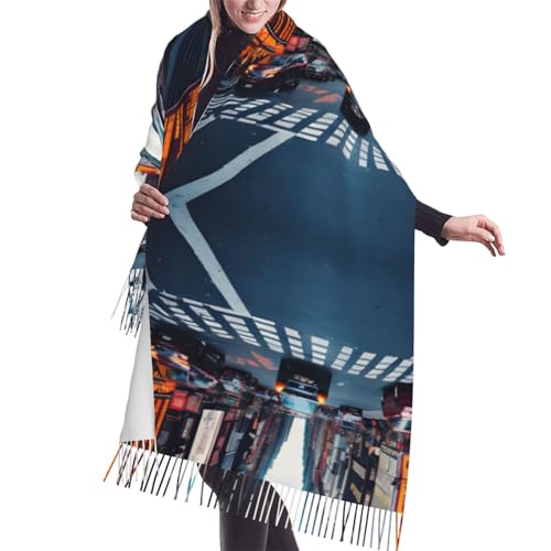 Rainbow Stars Ultra-Soft Cashmere-Fringed Scarf: Full-Width Printed, Luxuriously Warm And Elegant Shawl Scarf
