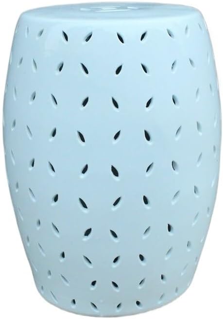 Garden Stool Black Orchid Decorative Garden Stool - Carved Porcelain Drum Stool for Indoor & Outdoor Use Ottomans(Blue)