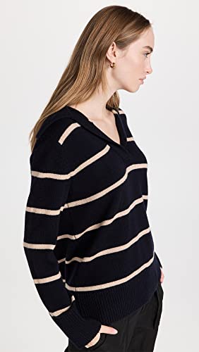 Image of Vince Women's Johny Collar Stripped Easy Sweater