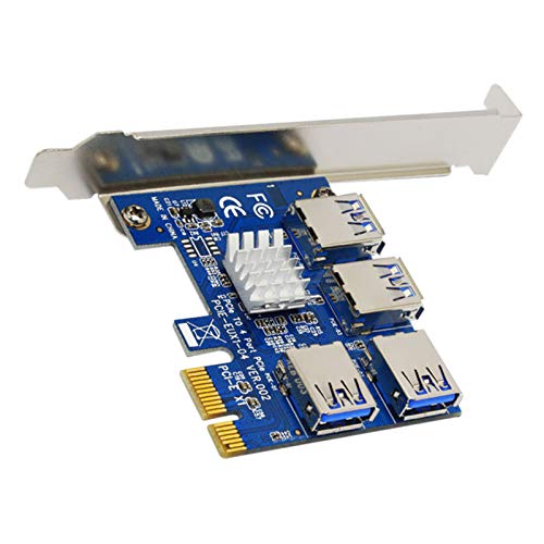 PCIe 1 to 4 PCI-Express 16X Slots Riser Card PCI-E 1X to External 4 PCI-e USB 3.0 Adapter Multiplier Card for Bitcoin Miner