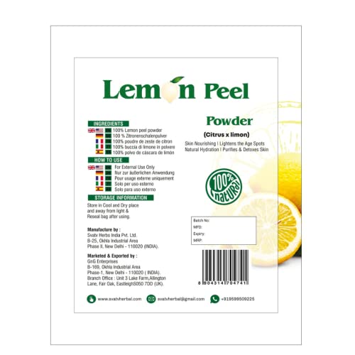 Svatv Lemon Peel Powder | Citrus Limonum | Natural, Soft And Smooth Skincare Powder | Face Pack | Used For Soap Making - 227 Gram, Half Pound, 8 Ounce. #TOP3