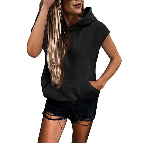 Damen Sweatjacke Ladies Sleeveless Hoody mit Kapuze T-Shirt Damen Sommer...