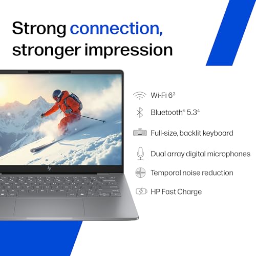 Image of HP OmniBook 7, Intel Core 5 210H Laptop, (16GB LPDDR5,512GB SSD), 2K,IPS, Anti-Glare, 14'' /35.6cm, Win 11, M365, Office 24, Meteor Silver,1.5kg, 5MP Camera w /Privacy Shutter, Backlit, fs0789TU