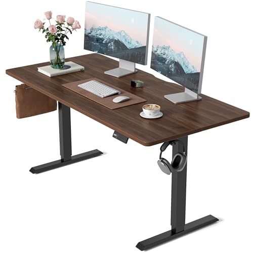 CubiCubi Electric Sit-Stand Desk 63x28 Black Walnut