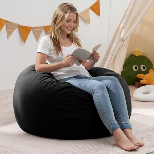 ZurNesfure Bean Bag Chair, Teardrop Small Bean Bag with Filling Black,2.5FT by ZurNesfure - Used condition - US$39.19