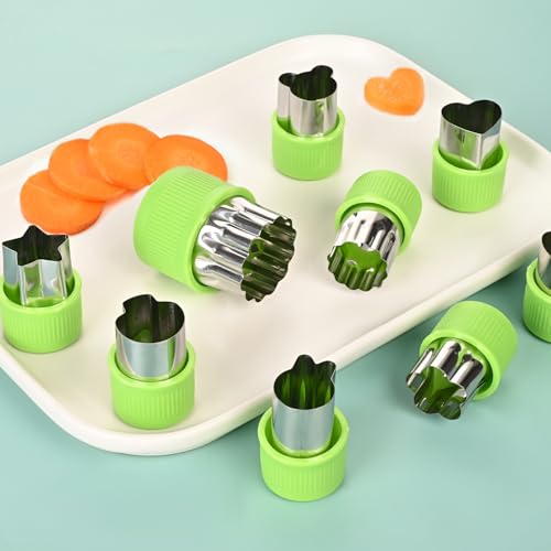 9 Pcs Vegetable Cutter Shapes Set, Stainless Steel Cookie Stamps Mold for Baking, Multi Shape Size Animal Cookie Cutters, Green - image 4