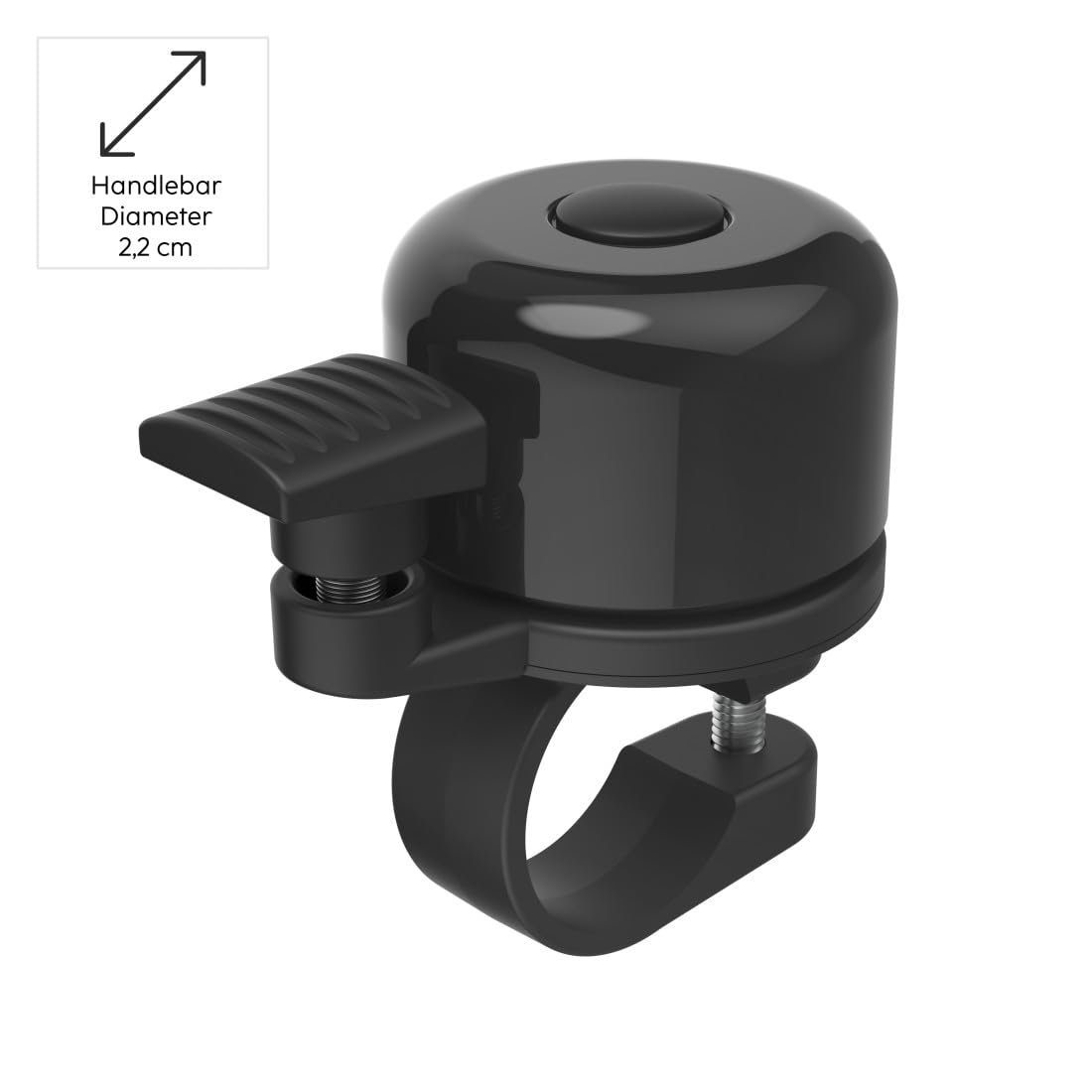 Hama Sonnette Vélo AirBell Pro avec Tag Bluetooth Intégré pour Apple (Diamètre 22.2 mm, Localisation Vélo Scooter Trotinnette Via App Find My, Avertisseur Klaxon Universel, Accessoire Sécurité) Noir