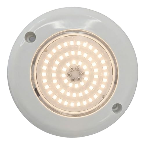 SWIMHOME Warmpool Foco LED Mini para Piscina y SPA, Blanco Cálido 3000K, 6W 12V, Relleno Resina Epoxy, Superficie, 11cm
