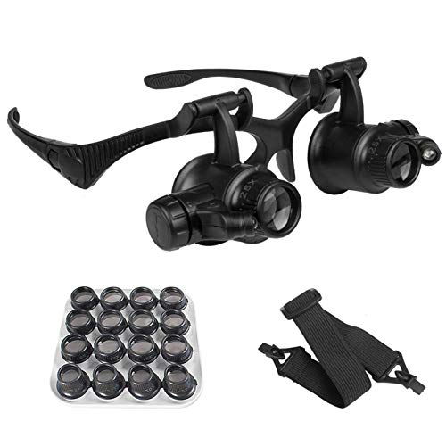 GuDoQi Watch Repair Magnifier Head Mount LED Magnifier Double Eye Glasses Loupe Jeweler