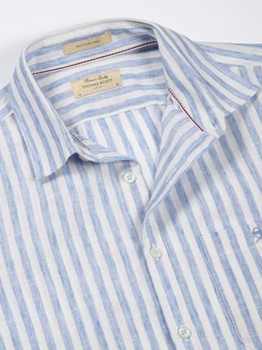 Image of Thomas Scott Men's | Stripes | Full Sleeve | Regular Fit | Linen Blend | Spread Collar | Casual Shirt