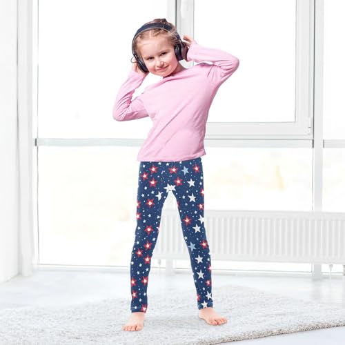 Fourth of July Star Red Girls Leggings Kids Yoga Pants Dance Active Tights 4T4
