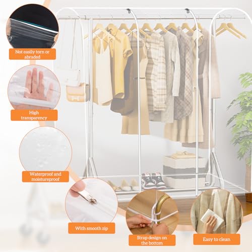 Miniatura 4 de Hekobag Funda Perchero, Transparente Funda Protectora De Ropa 180 50 150cm Funda Protectora Para Perchero Cubierta De Polvo De Ropa, Fundas De Ropa Con Cremallera Durada Para Evitar Polvo Y Suciedad