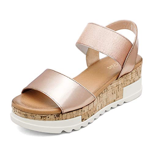DREAM PAIRS Women's Open Toe Casual Platform Sandals 5.5 Champagne