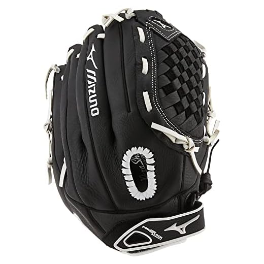 Mizuno girls 12.5" Ball Glove, Black/White Tartan Flex Web, 12.5 US