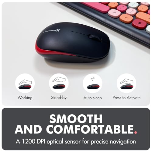 X9 Cute Wireless Keyboard and Mouse Combo - 2.4G Colorful Keyboard and Mouse Wireless with Retro Multi-Colored Typewriter, Keycaps for Windows Computer Keyboard, Laptop - Black