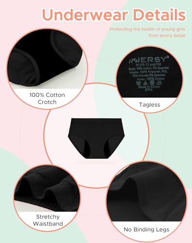 INNERSY Girls' Period Underwear for Teens Heavy Flow Panties Size 10-18 Hold 4 Tampons 3-Pack4
