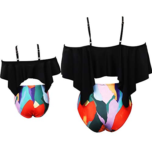 Jednakowe stroje rodzinne zestaw bikini strój kąpielowy kobiety stroje kąpielowe dla dziewczynek nowe dzieci dziecko kobieta pływanie kostiumy kąpielowe kostiumy kąpielowe (rozmiar: dziewczyna 140)
