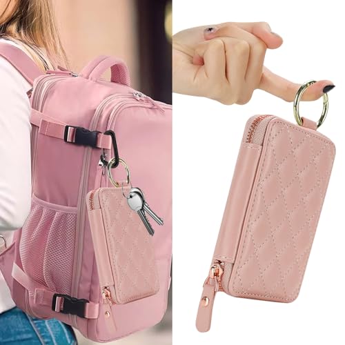 Image of Compatible with MagSafe Wallet,Magnetic Phone Wallet Card Holder for iPhone 17 /16 Pro Max /15 Pro /14 Plus /13 /12 Series,PU Leather Zipper Pocket Adjustable Stand-Rose Gold
