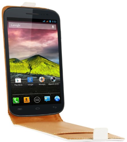 SWISS CHARGER SCP10113W Etui en Cuir pour Wiko Cink Five Blanc