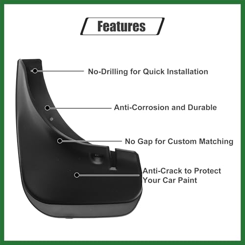 Image of Motoforti Front and Rear Mud Flaps Splash Guards Fit for Toyota Corolla Sedan 1993-1997 - Pack of 4 Black Long-Lasting