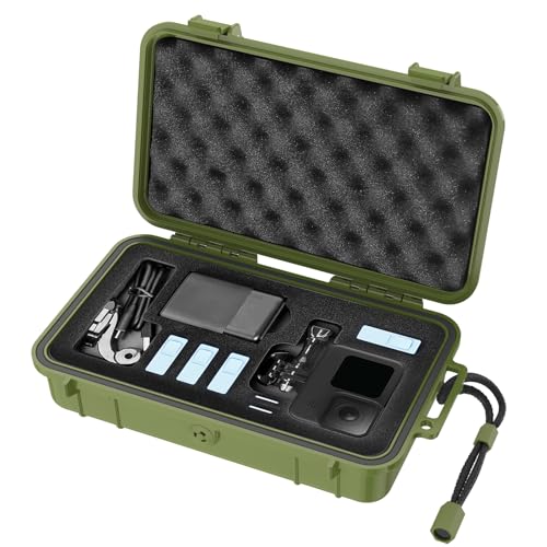 Smatree Waterproof Hard Compact Case Compatible for Gopro Hero 13/12/11/10/9/8/7/6/5/2018/AKASO Brave 7 LE/DJI Osmo Action, Portable, Shock, Durable (Camera and Accessories NOT Included) (Green)