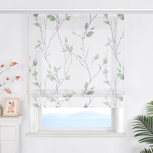 ESLIR Raffrollo mit Klettband Landhaus Gardinen Küche...