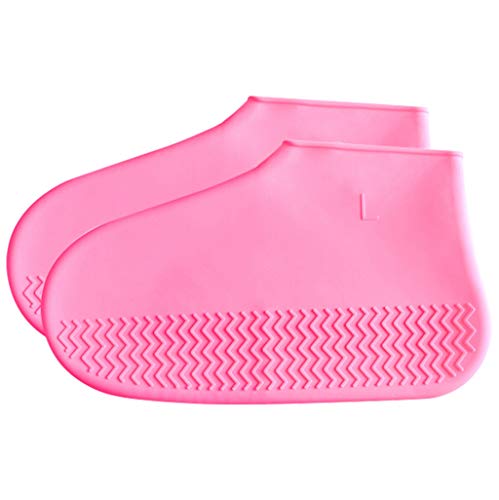 SMILEQ Cubrezapatillas Impermeables Reutilizables de Silicona Protectores Antideslizantes de Goma de Silicona (S, Rosa)